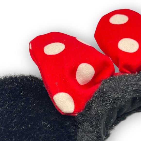 Disneyland Walt World Minnie Mouse Red White Polka Dot Bow Fuzzy Ears Headband - Picture 5 of 8